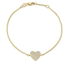 14K GOLD DIAMOND FLOATING HEART BRACELET