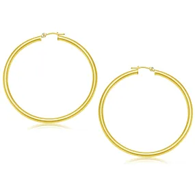 14k Yellow Gold Polished Hoop Earrings (50 mm)-rx81969