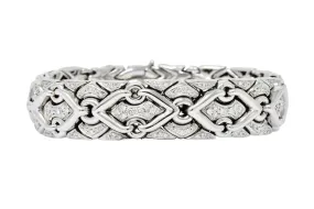 1980's Bulgari 2.40 CTW Diamond 18 Karat White Gold Trika Link Bracelet