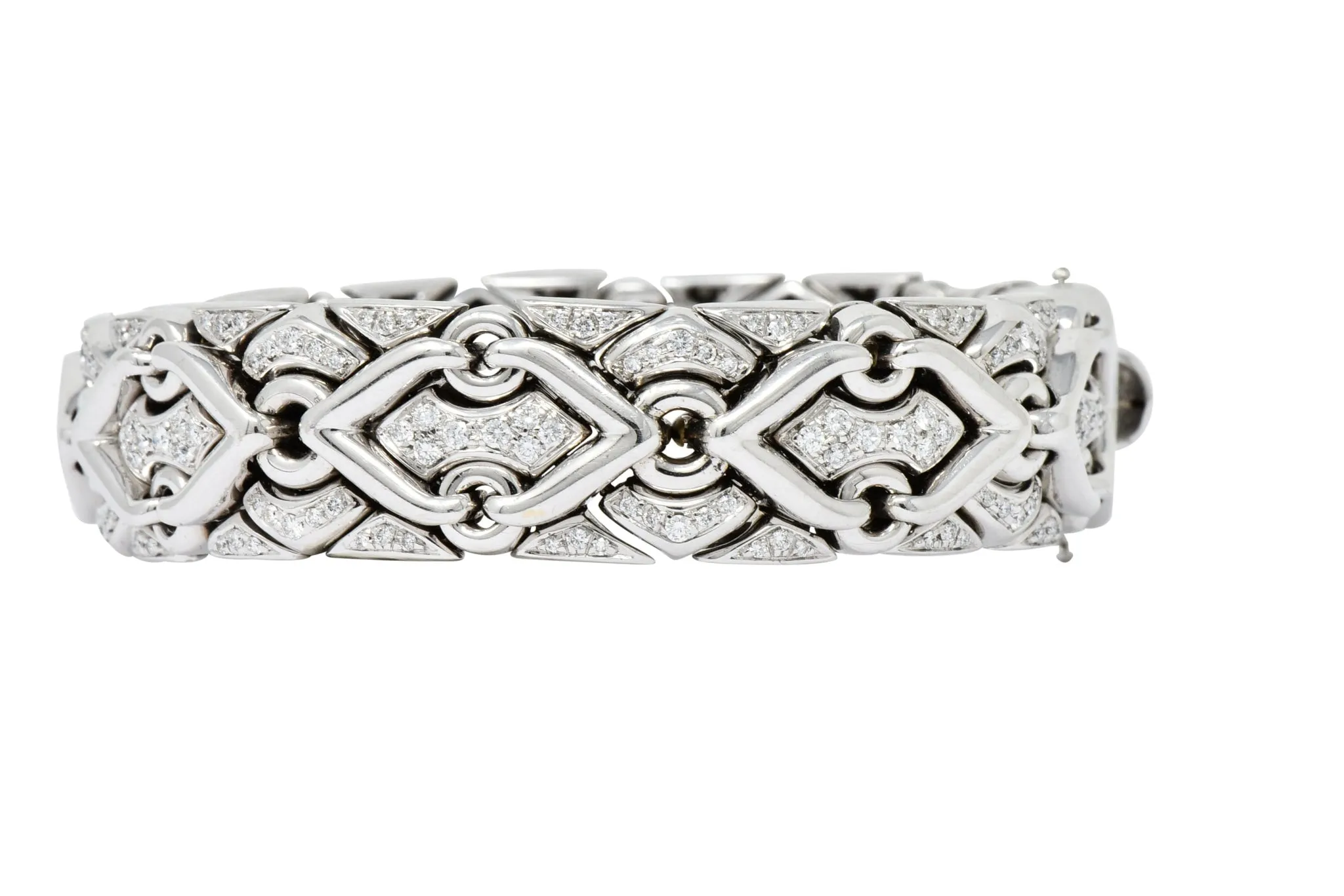 1980's Bulgari 2.40 CTW Diamond 18 Karat White Gold Trika Link Bracelet