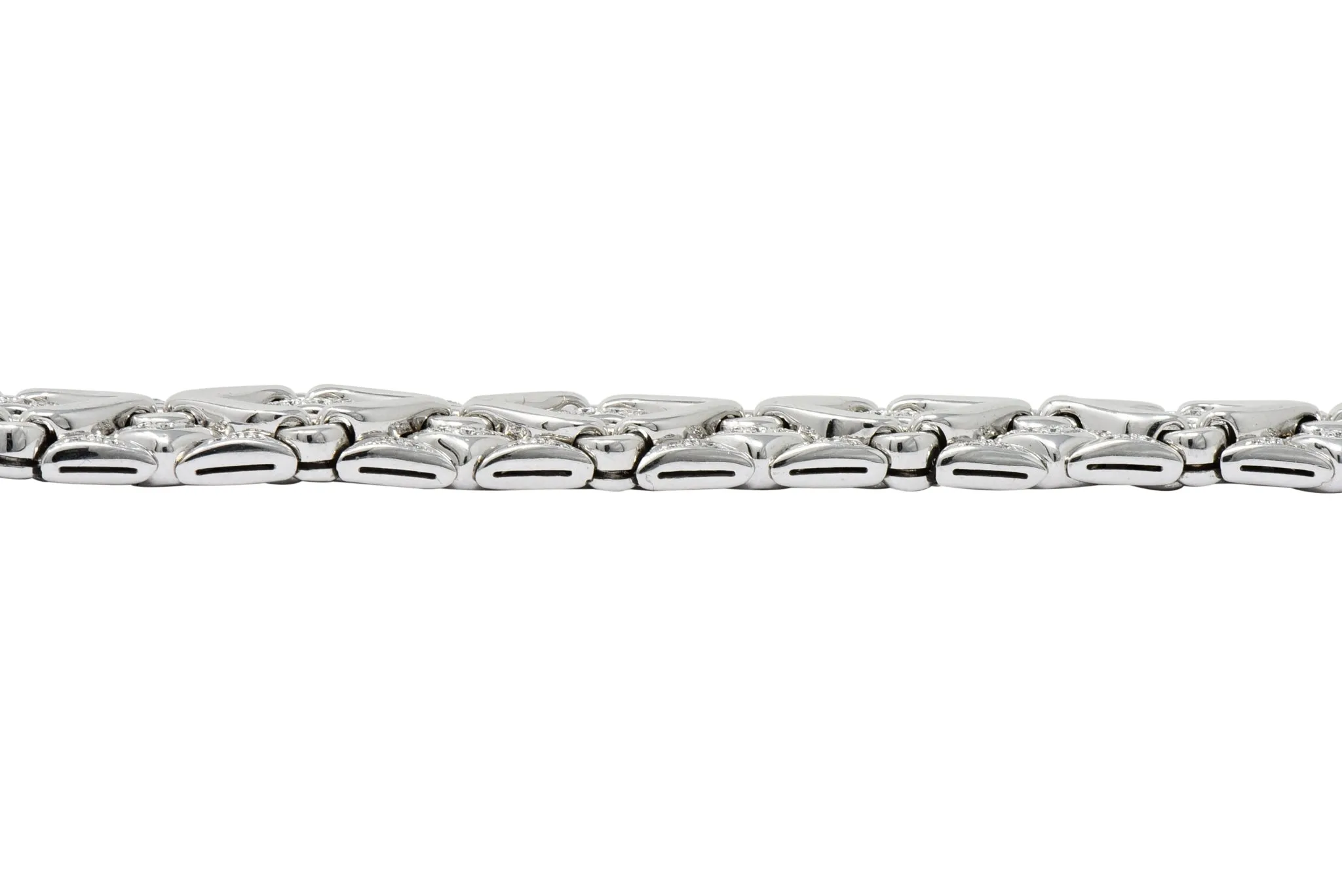 1980's Bulgari 2.40 CTW Diamond 18 Karat White Gold Trika Link Bracelet