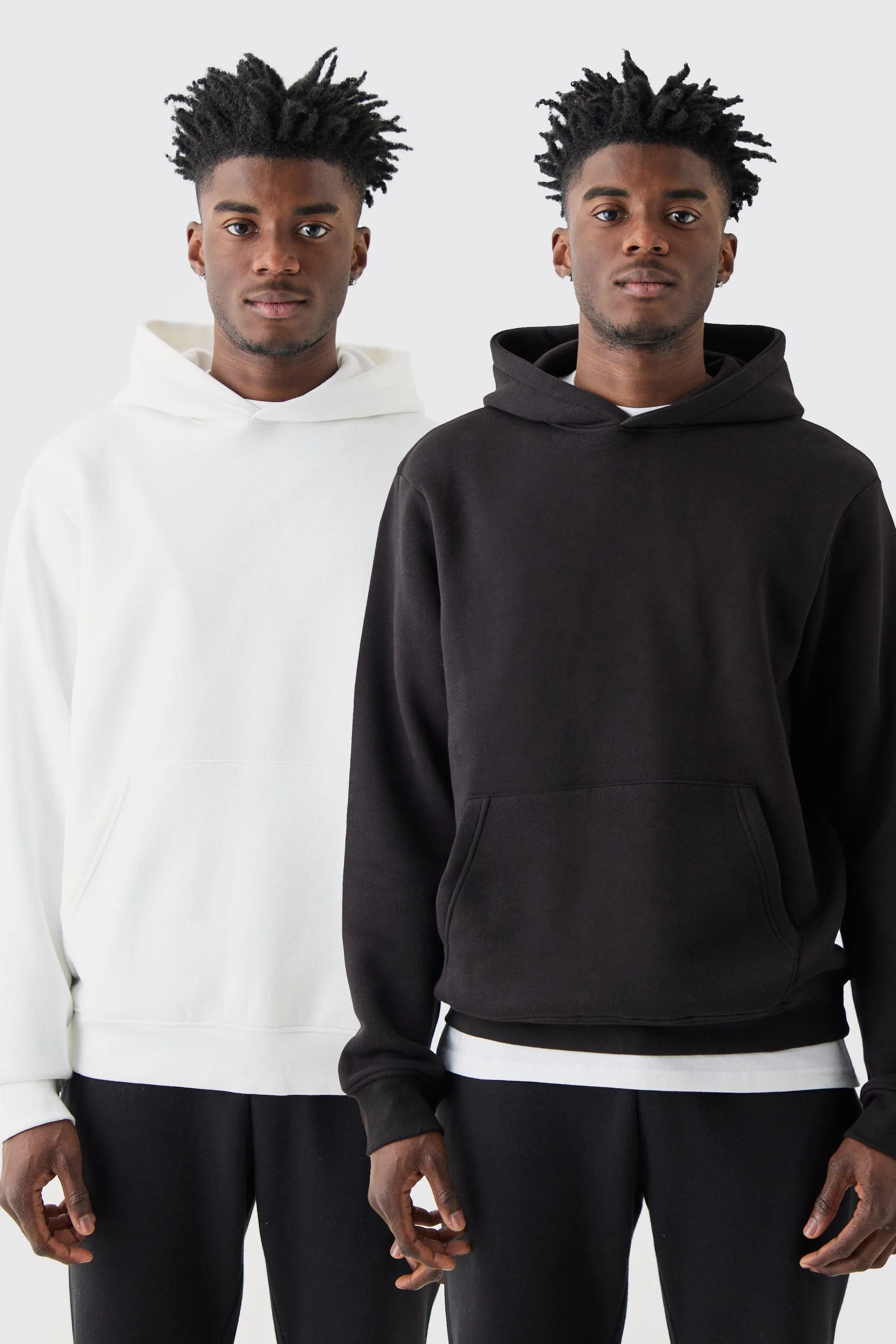 2 Pack Basic Over The Head Hoodie | boohooMAN UK