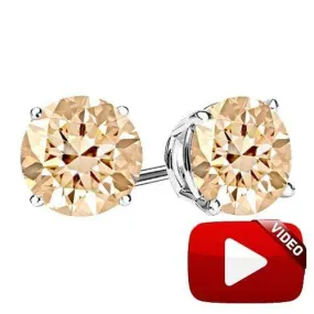 4MM SPARKLING CHOCOLATE DIAMOND 10KT SOLID GOLD EARRINGS STUD