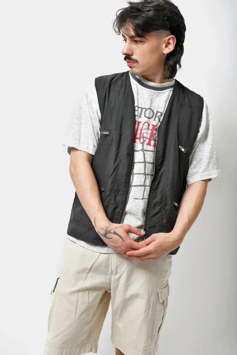 90s utility vest grey