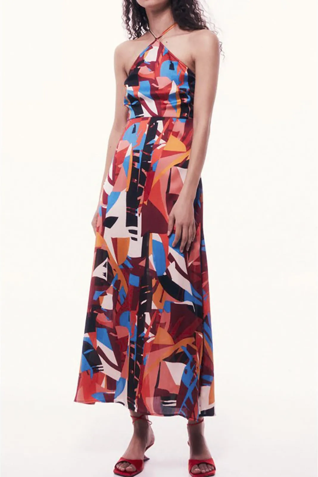 Abstract Halterneck Dress