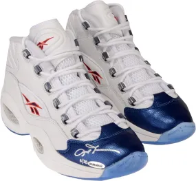 Allen Iverson Philadelphia 76ers Autographed White & Blue Reebok Question Sneakers