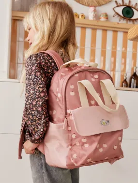 Apple Love Backpack for Girls - dusky pink