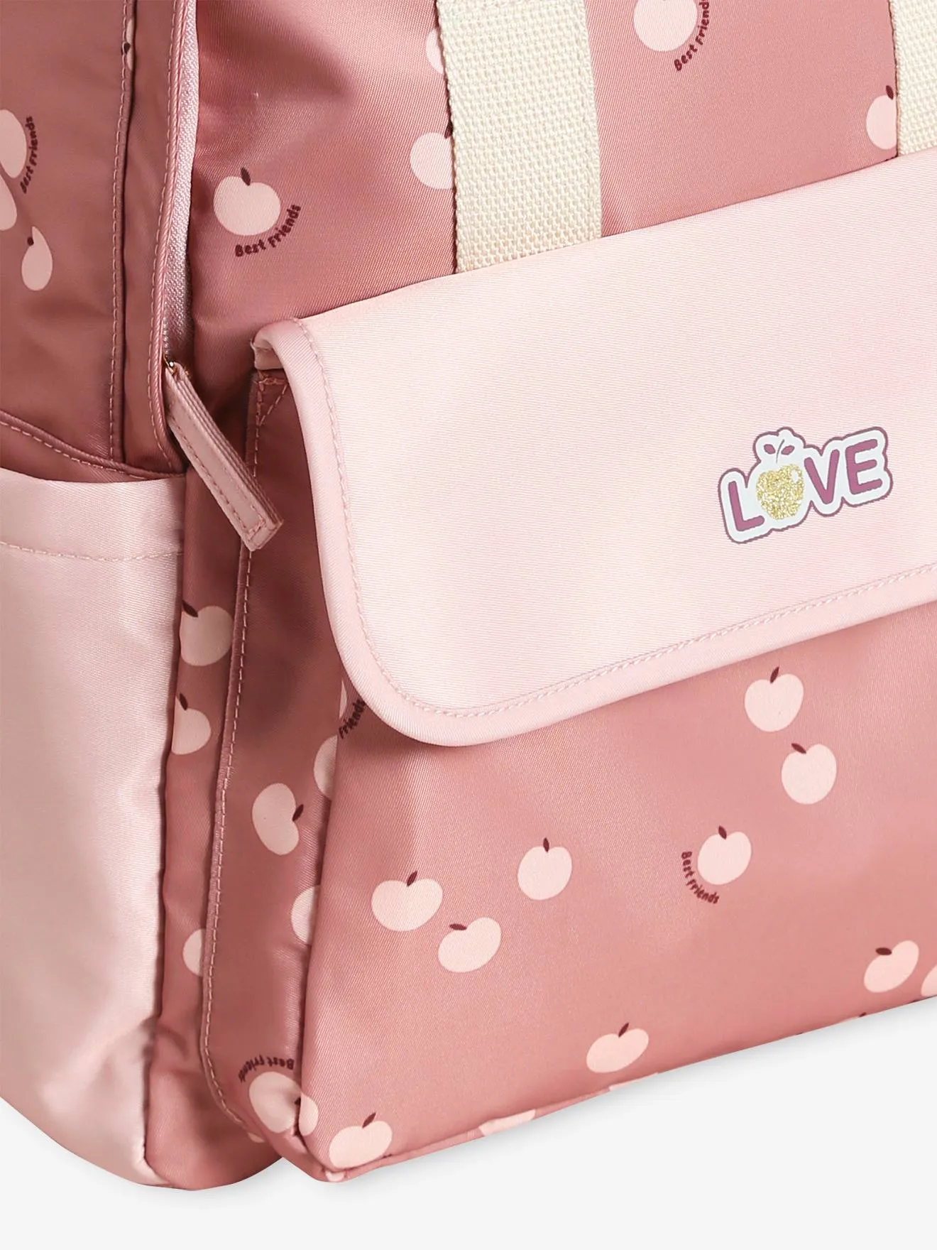 Apple Love Backpack for Girls - dusky pink