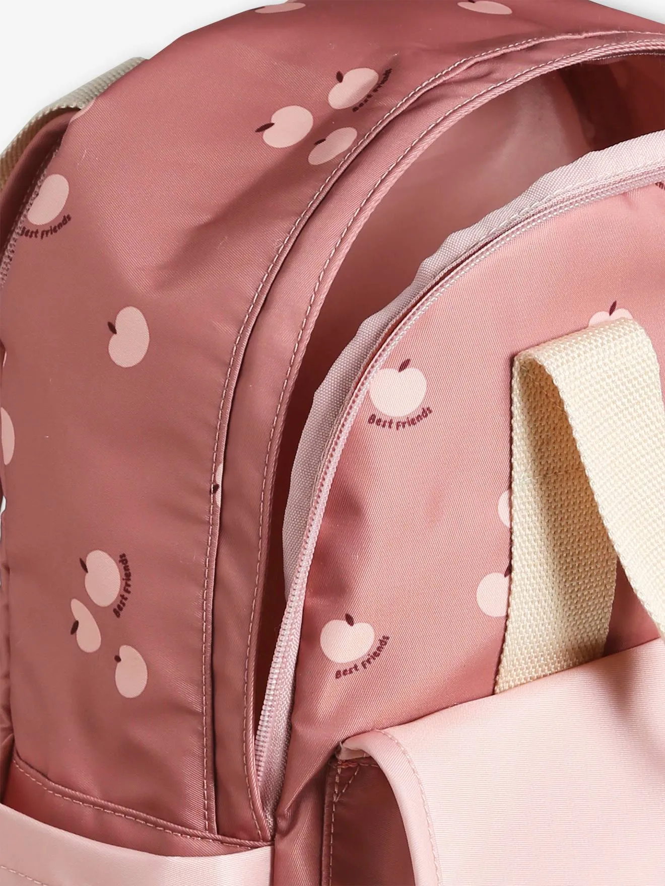 Apple Love Backpack for Girls - dusky pink