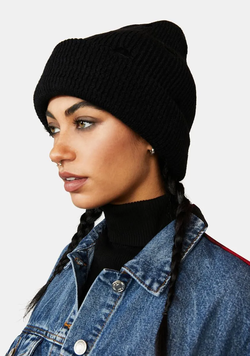 Atmosphere Black Beanie With Holes-