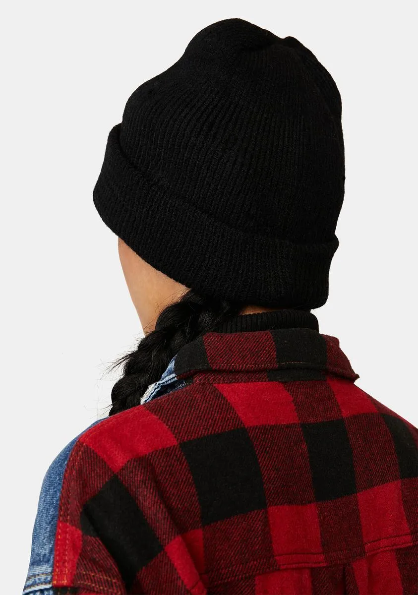 Atmosphere Black Beanie With Holes-