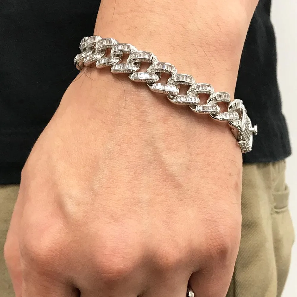 Baguette 11MM Cuban Iced Out Bracelet