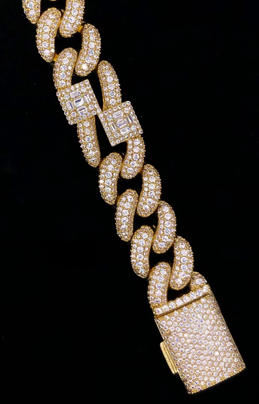 Baguette Cluster & Pave Cuban CZ Iced Out Hip Hop Bracelet