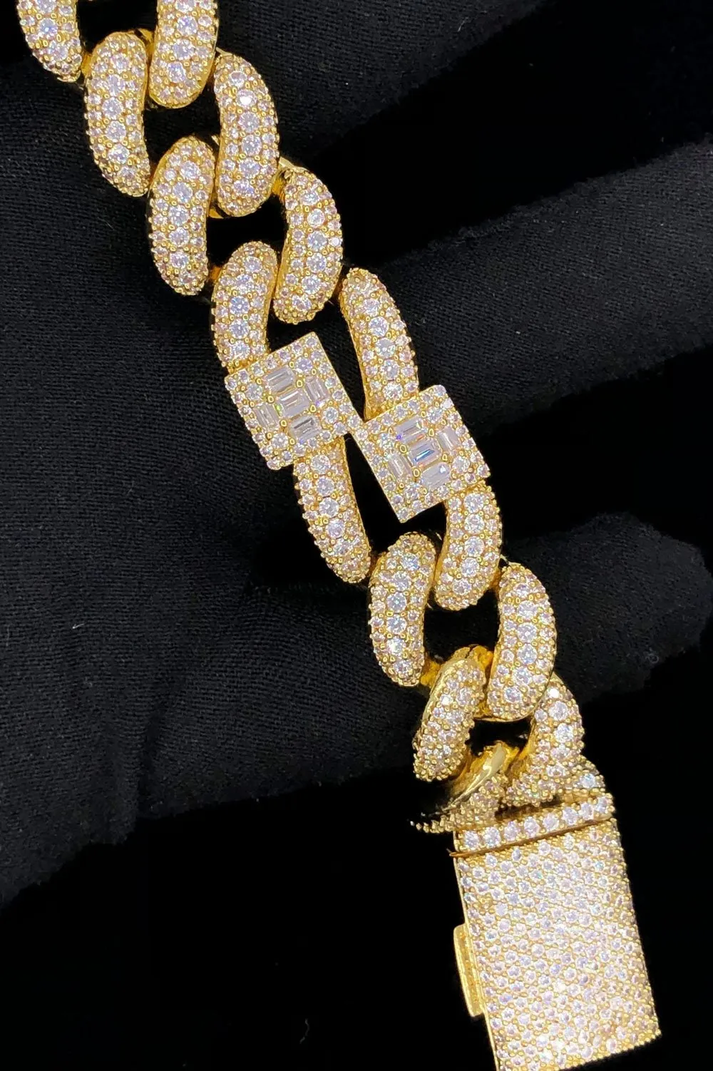 Baguette Cluster & Pave Cuban CZ Iced Out Hip Hop Bracelet