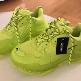 Balenciaga Triple S Clear Sole Fluo Yellow Mens Sneakers ***