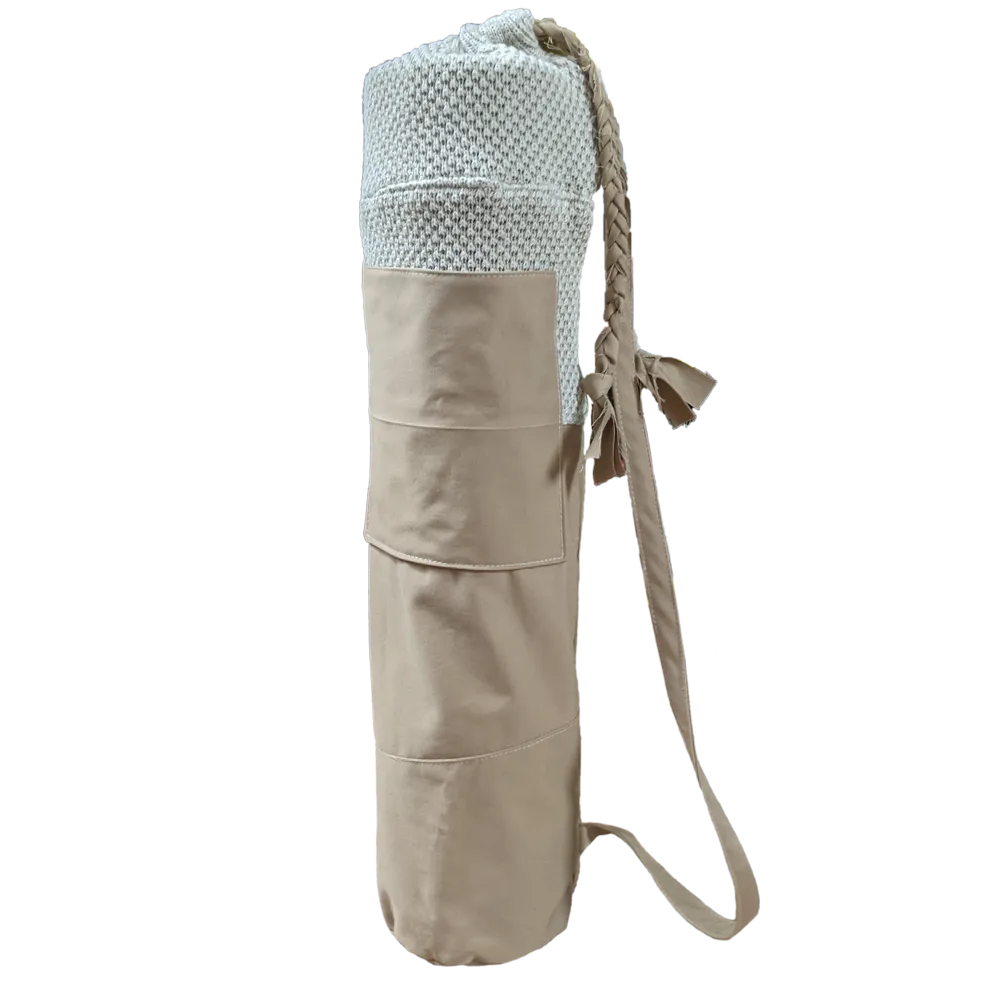 Beige yoga mat bag