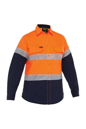 Bisley Workwear BL6491T Women'S Shirt X-Airflow Hi Vis Stretch Ripstop Taped - Orange/Navy - 6