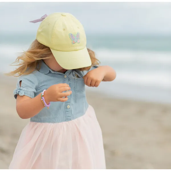 Bits & Bows Butterfly Bow Baseball Hat, Yellow