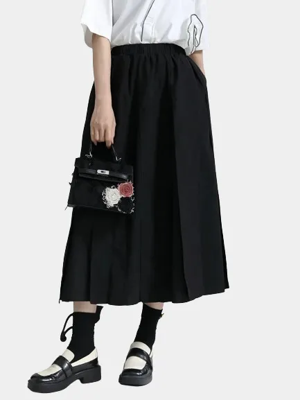 Black Cargo Long Skirt