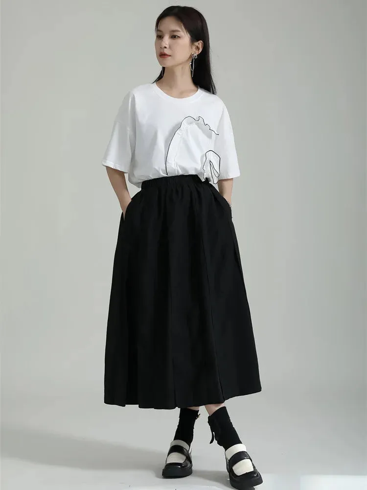 Black Cargo Long Skirt