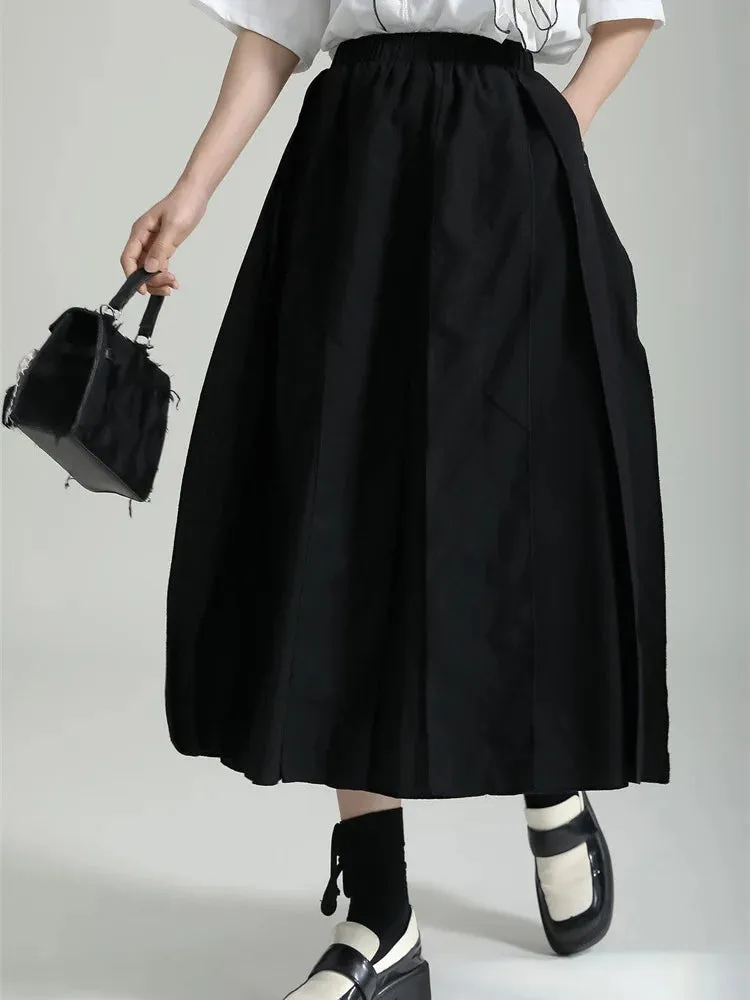 Black Cargo Long Skirt