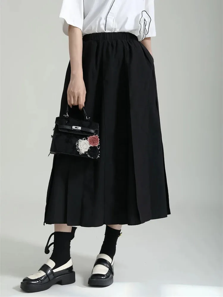 Black Cargo Long Skirt