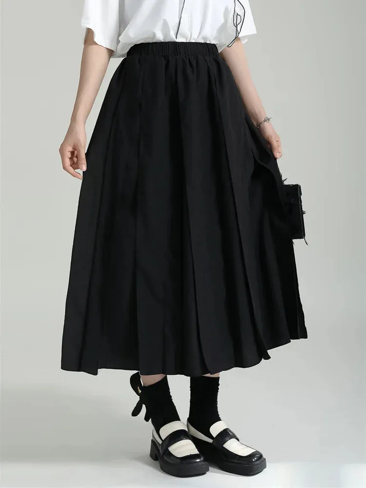 Black Cargo Long Skirt