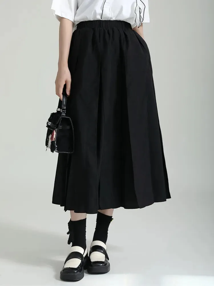 Black Cargo Long Skirt