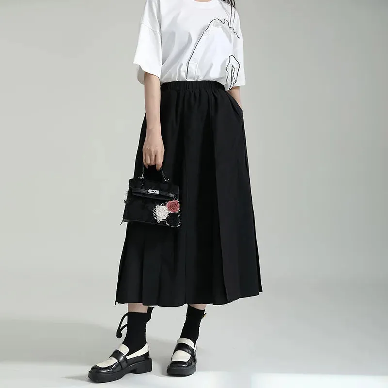 Black Cargo Long Skirt