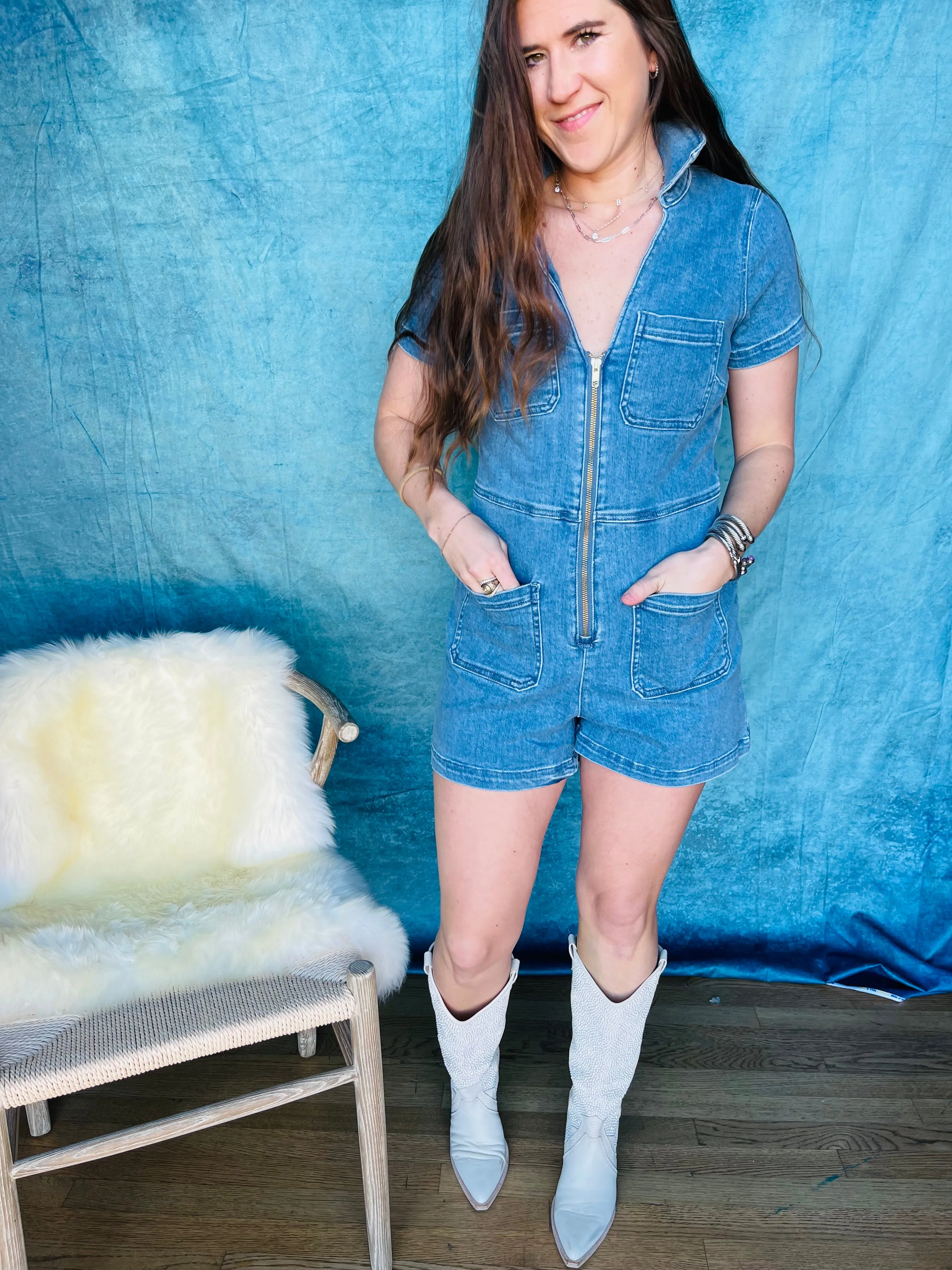 Blue Ranch Romper