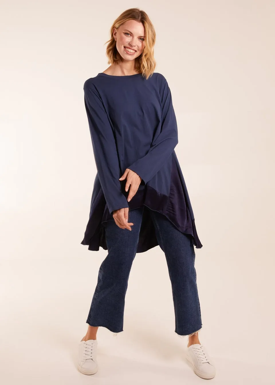 Blue Vanilla Sweatshirt With Sateen Tunic Insert