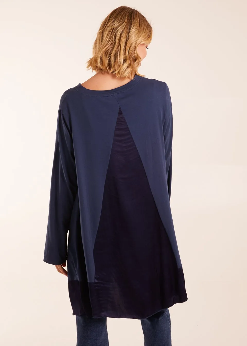 Blue Vanilla Sweatshirt With Sateen Tunic Insert