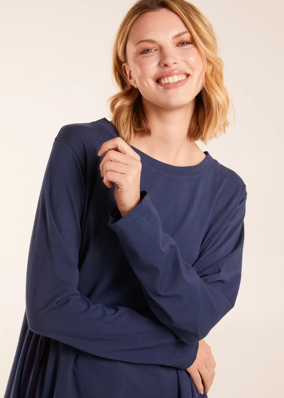 Blue Vanilla Sweatshirt With Sateen Tunic Insert