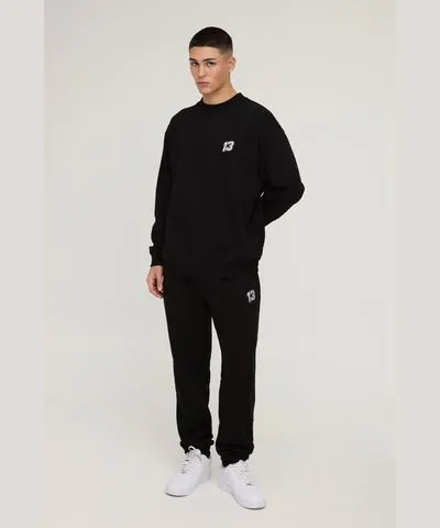 boohooMAN Mens 13 Embroidered Sweat Tracksuit