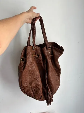 Brown pvc leather y2k vintage shoulder bag