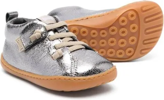 Camper Kids Peu Cami metallic-finish leather sneakers Grey