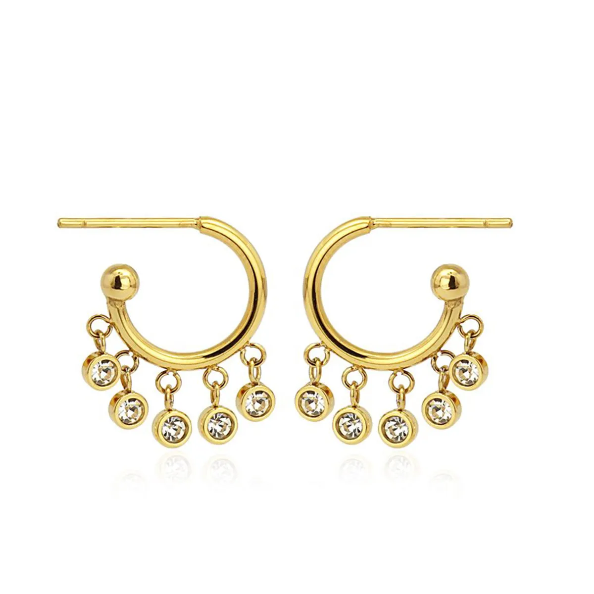 Charming 14K Gold PlatedSmall Hoop Earrings CZ Charms Hoop Earrings 1 inch Trades Haim Shahar