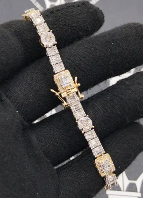 Cluster Rectangle & Round 5.00cttw Diamond Bracelet 10K Gold