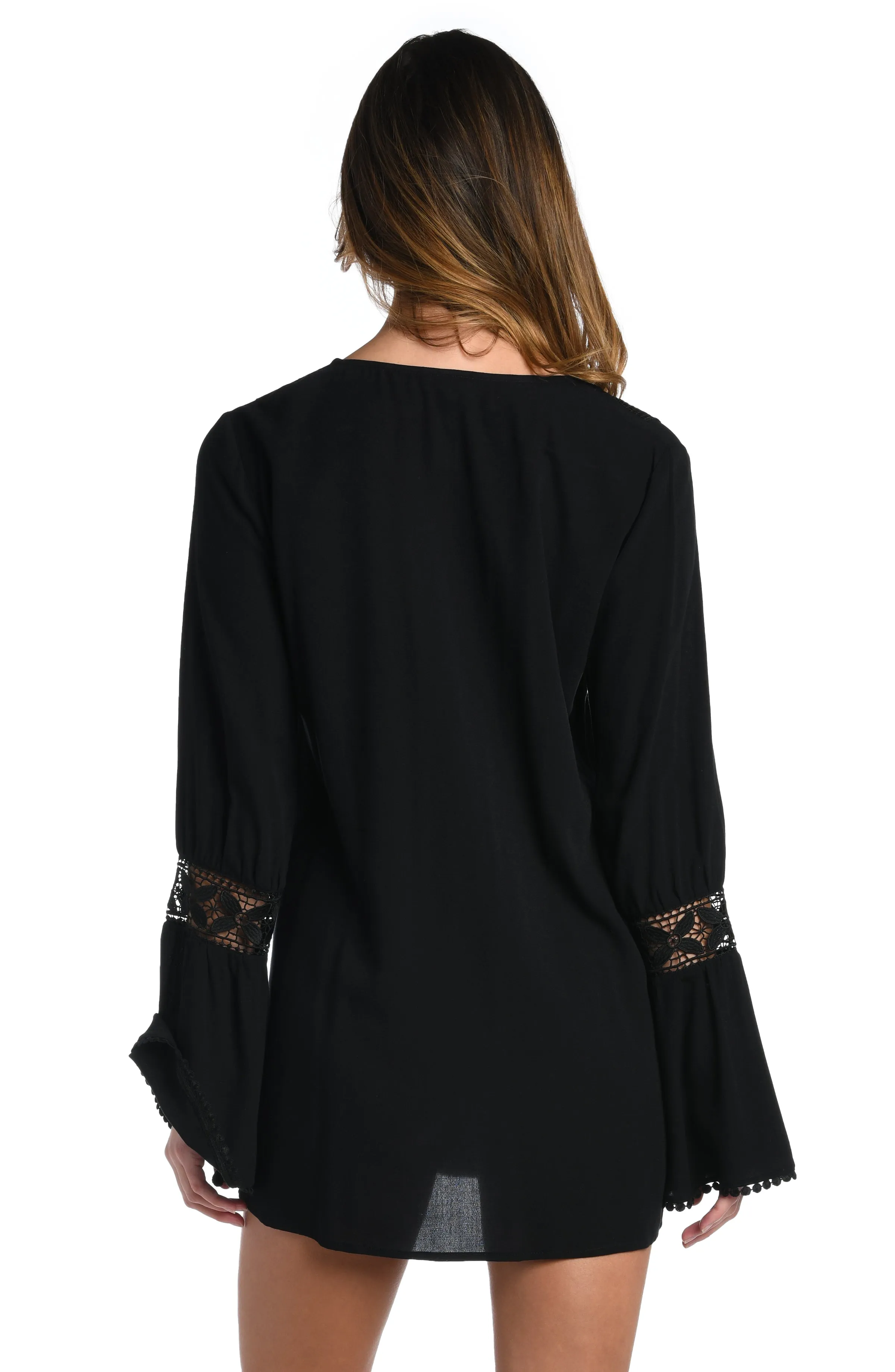 Coastal Covers Lace Up Tunic - Black