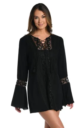 Coastal Covers Lace Up Tunic - Black