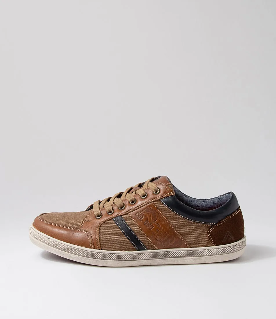 COLORADO Foule Tan Leather Canvas Sneakers