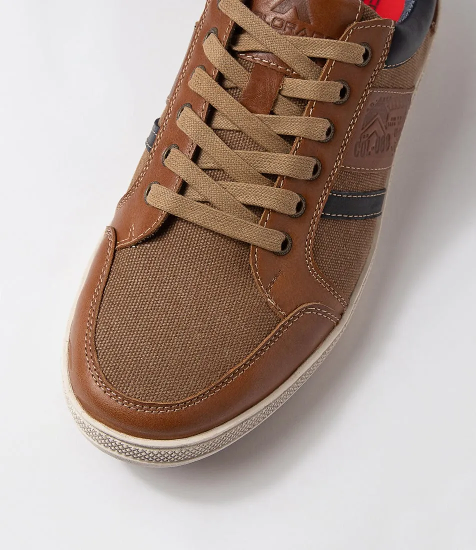 COLORADO Foule Tan Leather Canvas Sneakers