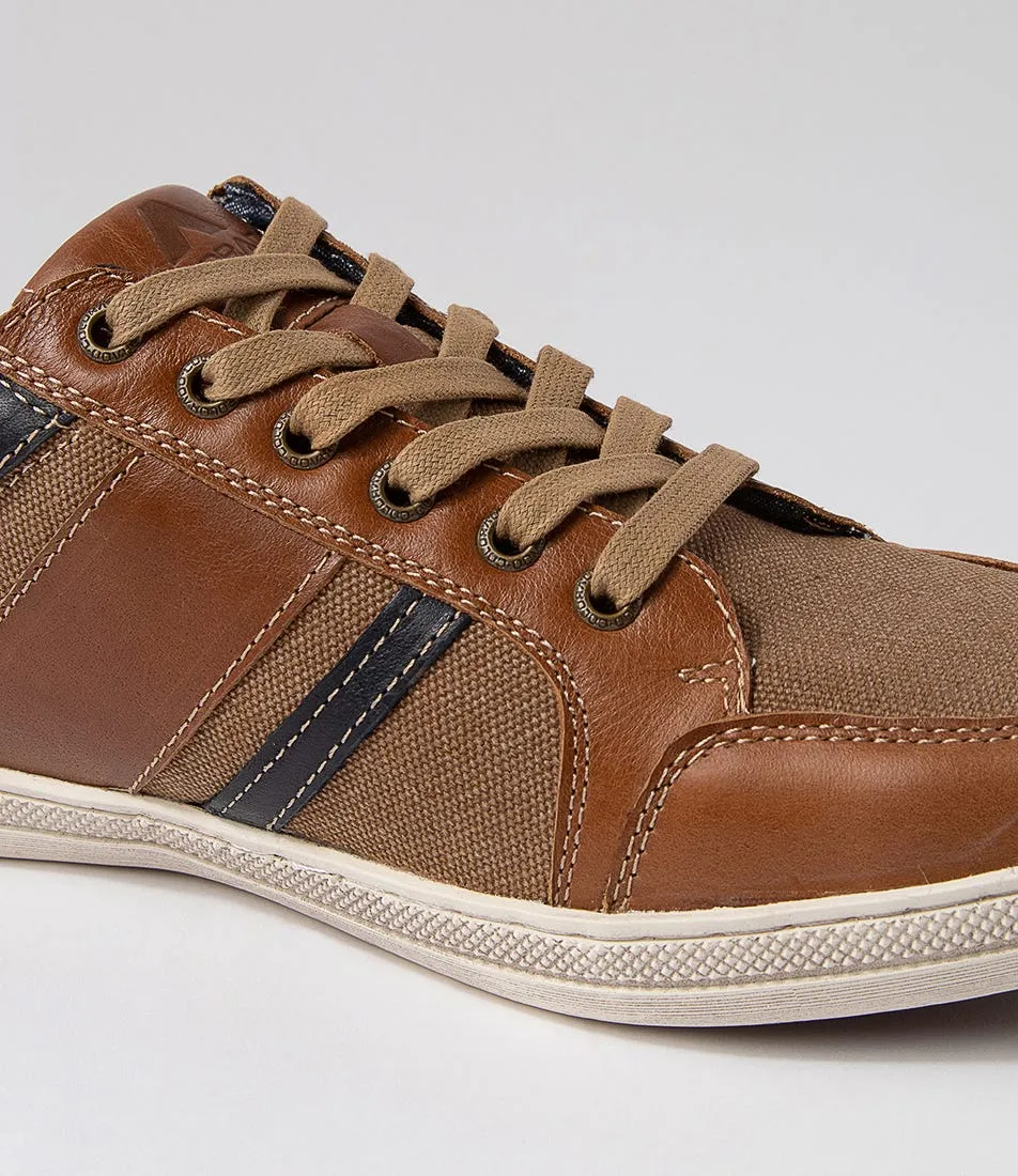 COLORADO Foule Tan Leather Canvas Sneakers