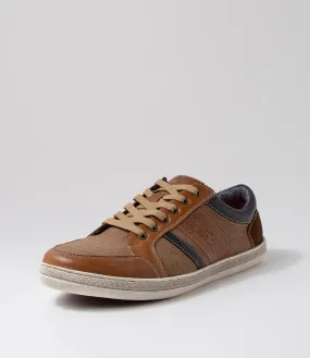 COLORADO Foule Tan Leather Canvas Sneakers