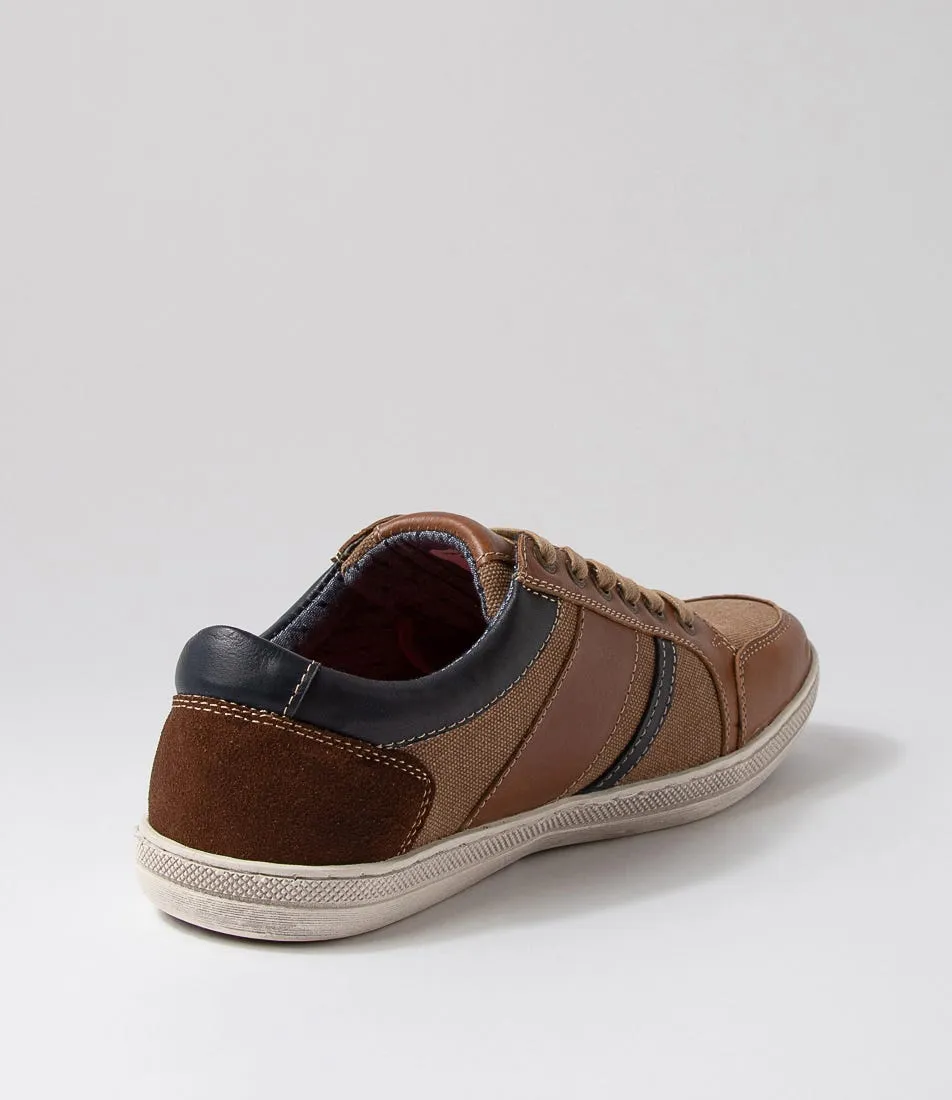 COLORADO Foule Tan Leather Canvas Sneakers