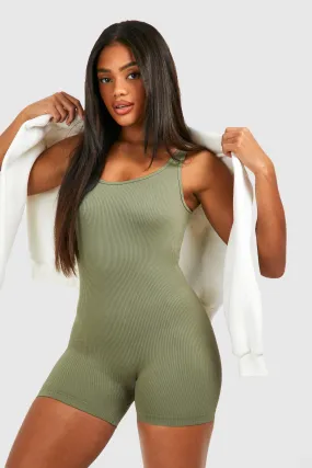 Contour Rib Scoop Neck Unitard Romper