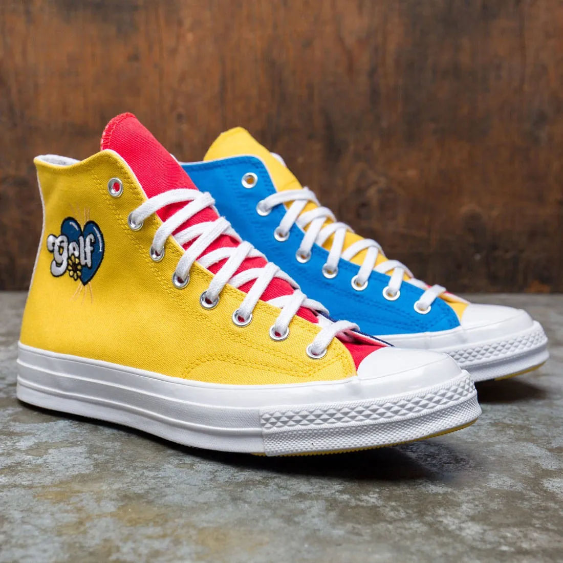 Converse x Golf Wang Tri Panel Men Chuck 70 Hi (blue / yellow / red)