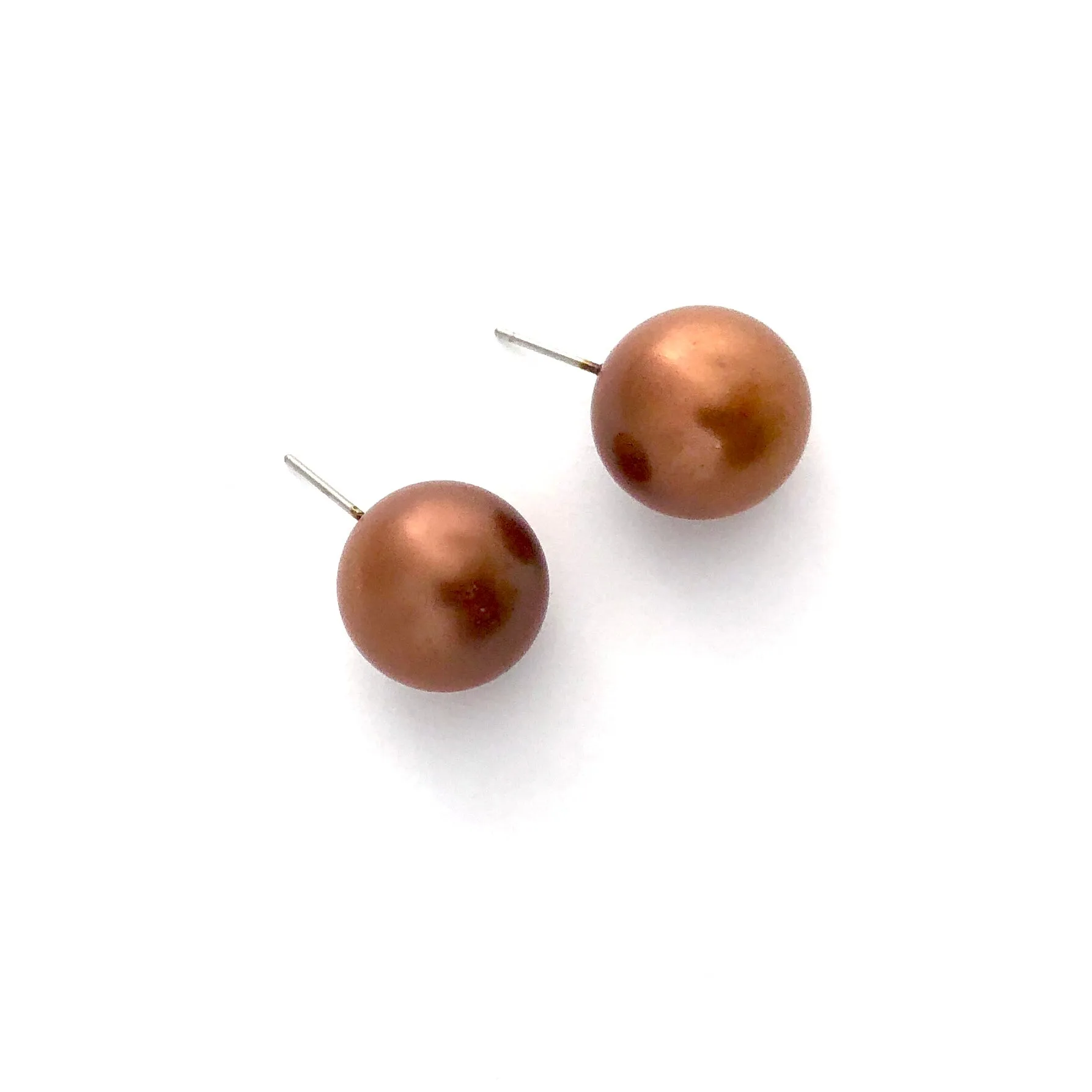 Copper Metallic Jumbo Ball Stud Earrings