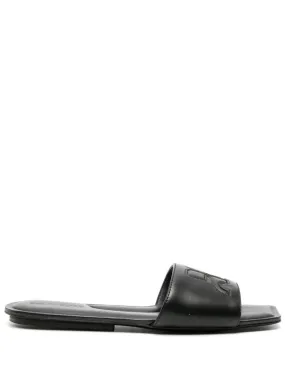 Courreges Pre    Courreges Pre Logo Leather Flat Sandals