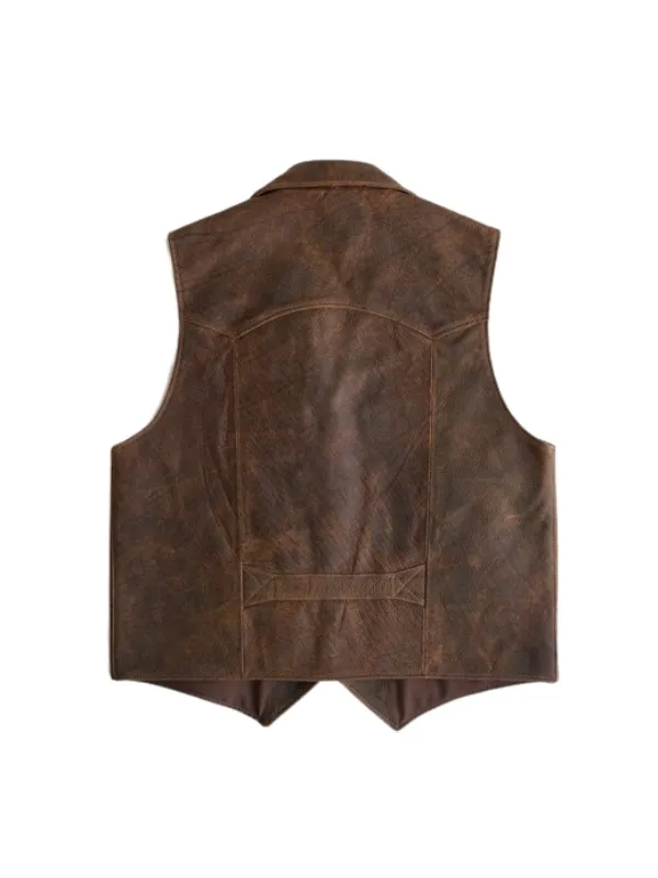 Cowboy Leather Brown Vest Mens